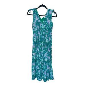 JAPANA SLEEVELESS GREEN BLUE FLORAL JUMPER WOMENS SIZE SMALL